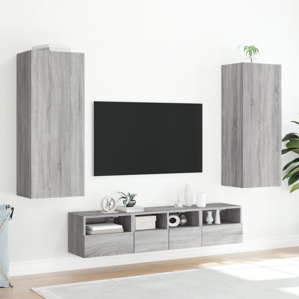 Mobili TV a Muro 5pz Grigio Sonoma in Legno Multistrato - homemem39