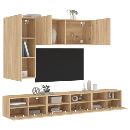 Mobili TV a Muro 5pz Rovere Sonoma in Legno Multistrato - homemem39