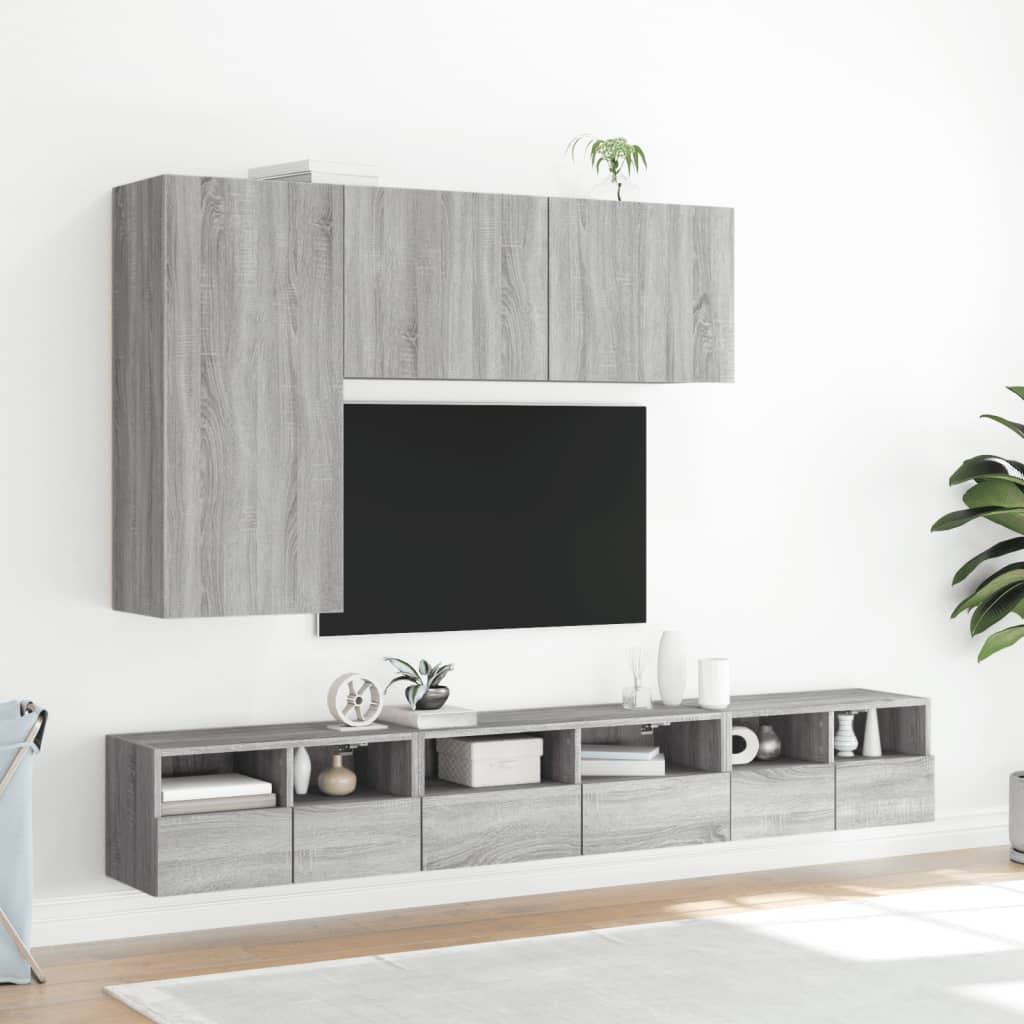 Mobili TV a Muro 5pz Grigio Sonoma in Legno Multistrato - homemem39