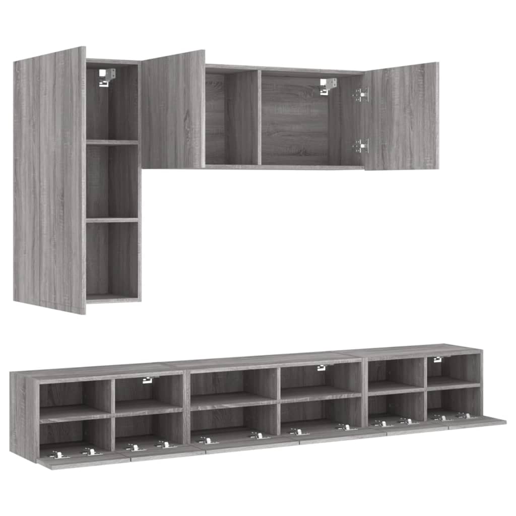 Mobili TV a Muro 5pz Grigio Sonoma in Legno Multistrato - homemem39