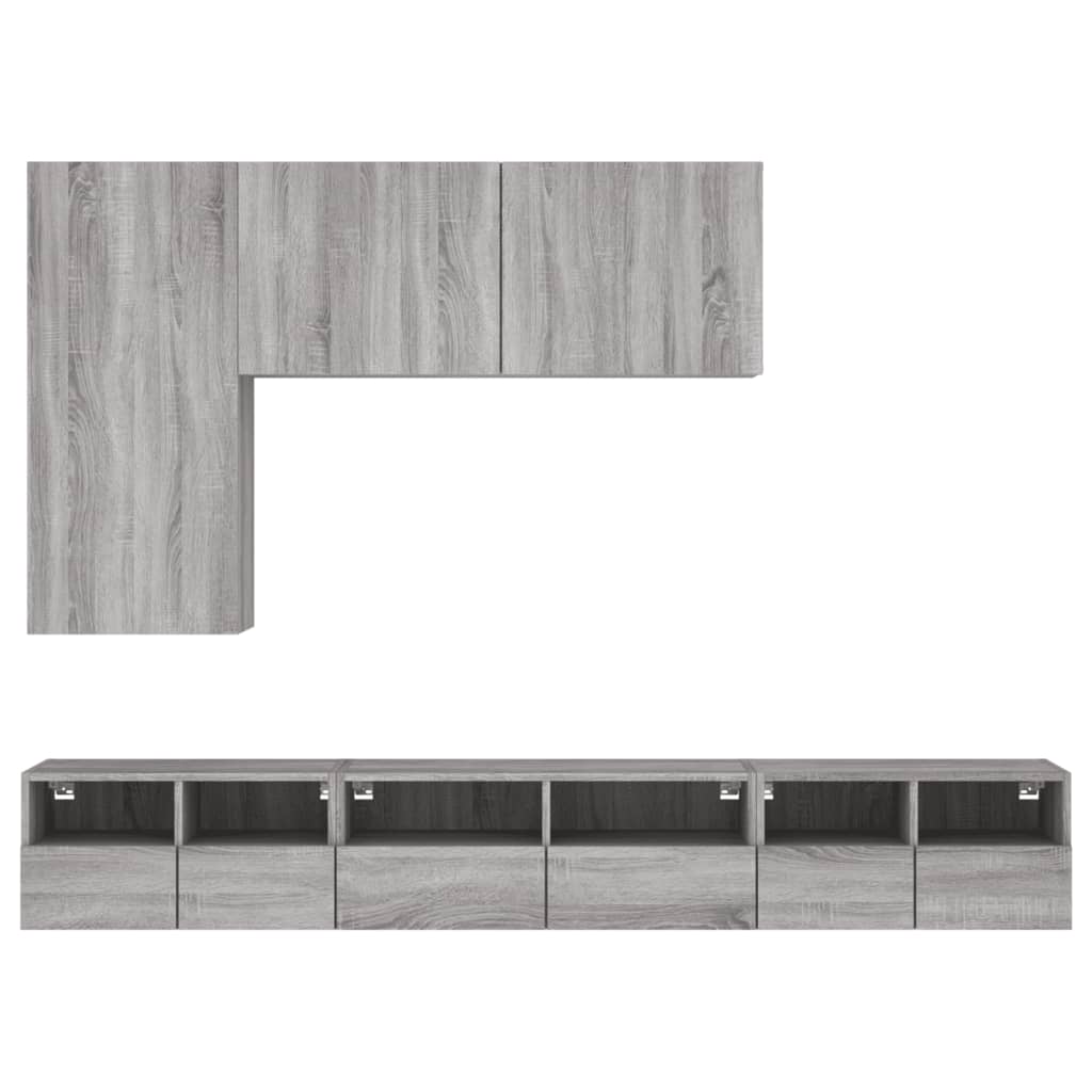 Mobili TV a Muro 5pz Grigio Sonoma in Legno Multistrato - homemem39