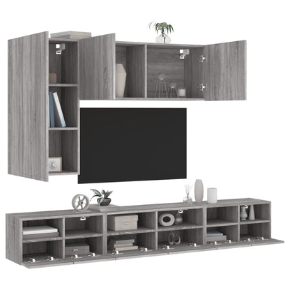 Mobili TV a Muro 5pz Grigio Sonoma in Legno Multistrato - homemem39