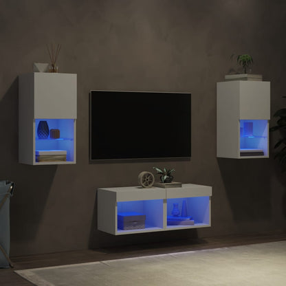 Mobili TV a Muro 4pz con Luci LED Bianchi - homemem39