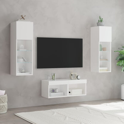 Mobili TV a Muro 4pz con Luci LED Bianchi - homemem39