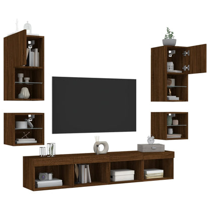 Mobili TV a Muro con LED 8pz Rovere Marrone Legno Multistrato - homemem39