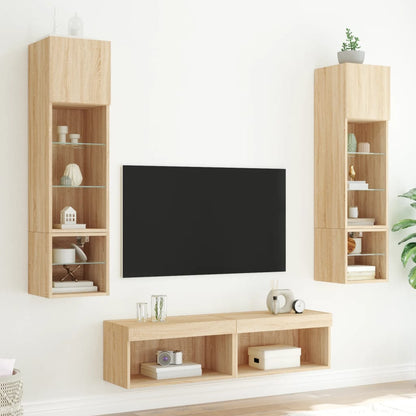 Mobili TV a Muro con LED 6pz Rovere Sonoma Legno Multistrato - homemem39