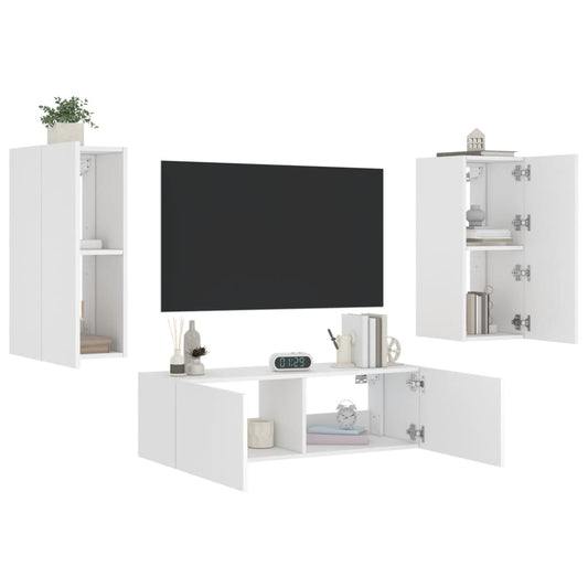 Mobili TV a Muro 3pz con Luci LED Bianchi - homemem39