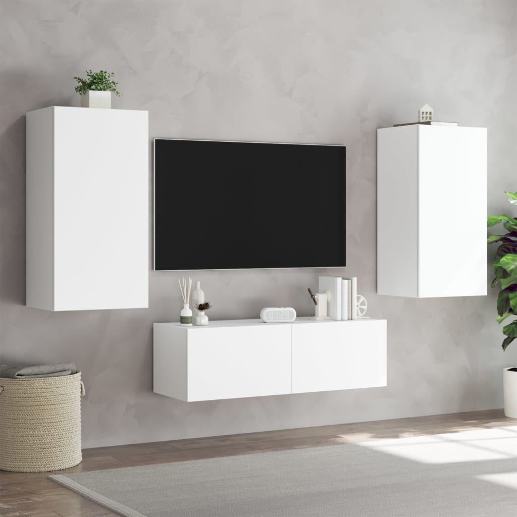 Mobili TV a Muro 3pz con Luci LED Bianchi - homemem39