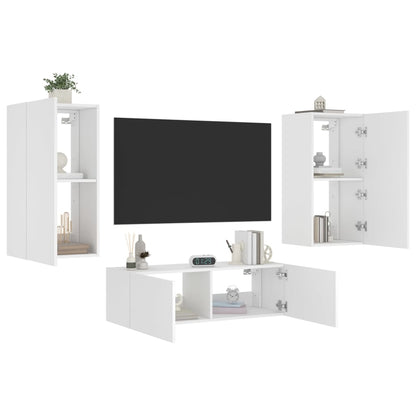 Mobili TV a Muro 3pz con Luci LED Bianchi - homemem39