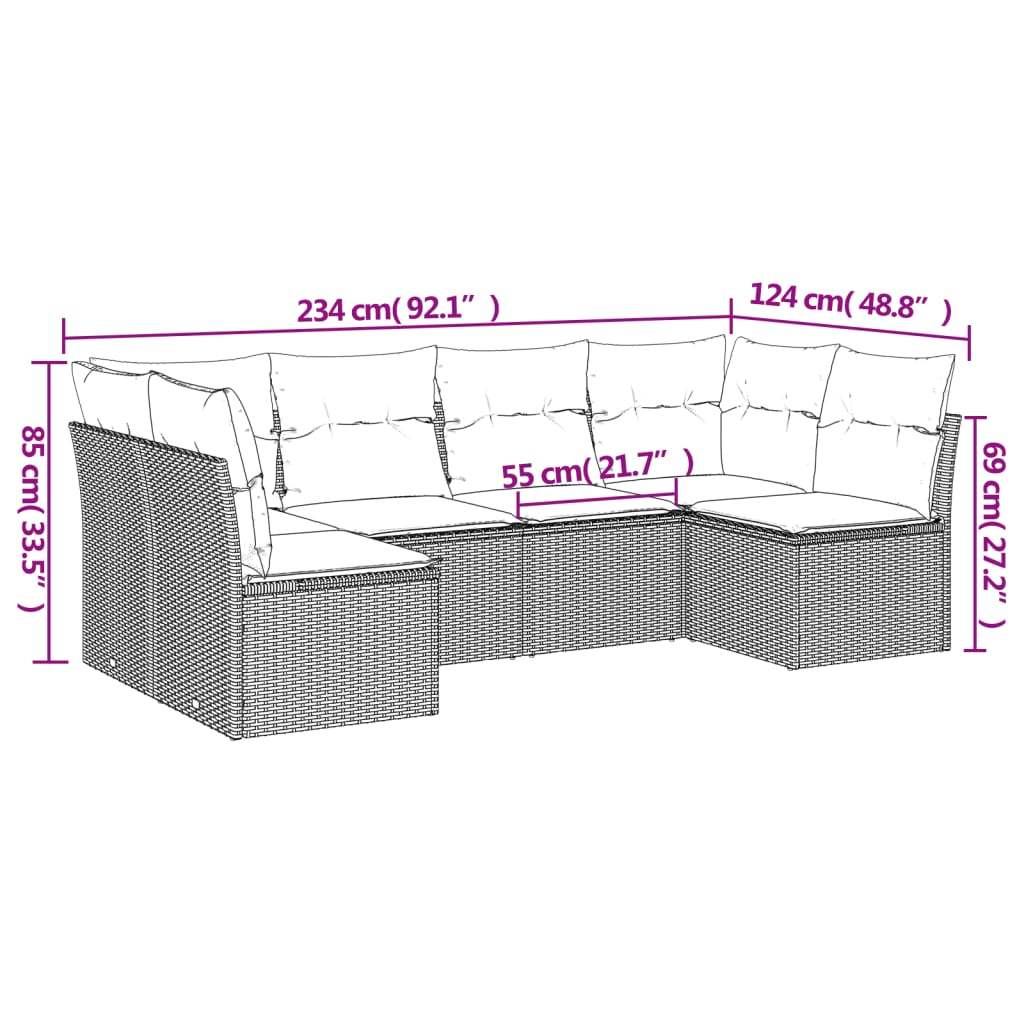 Set Divano da Giardino 6 pz con Cuscini Beige in Polyrattan - homemem39