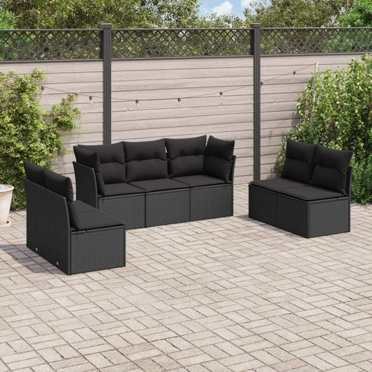 Set Divani da Giardino con Cuscini 7pz Nero Polyrattan - homemem39