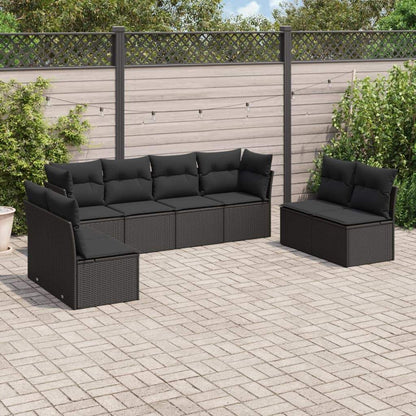 Set Divani da Giardino con Cuscini 8 pz Nero in Polyrattan - homemem39