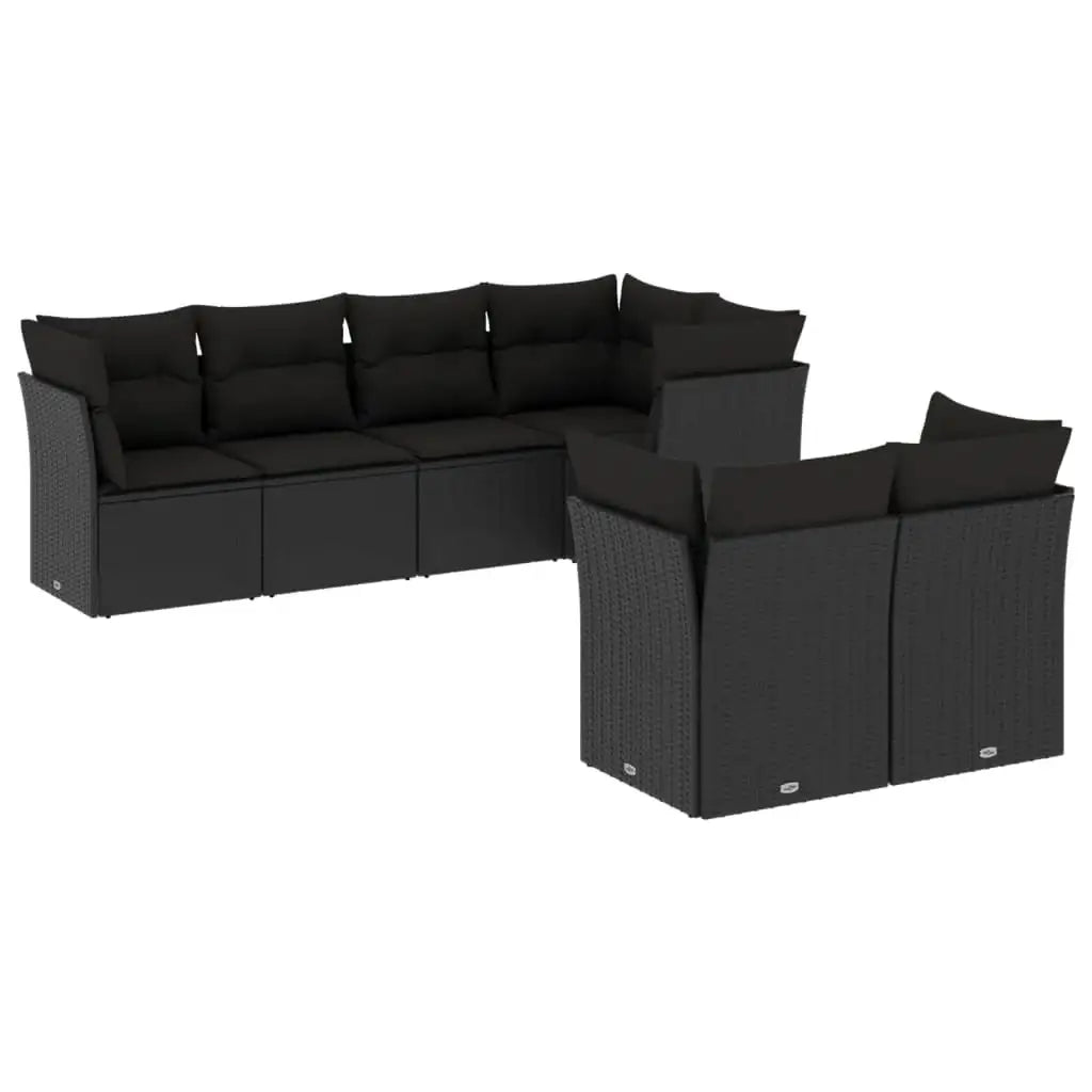 Set Divani da Giardino con Cuscini 7pz Nero Polyrattan - homemem39