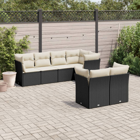 Set Divani da Giardino con Cuscini 7pz Nero Polyrattan - homemem39