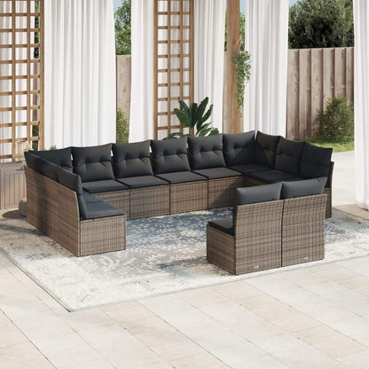 Set Divani da Giardino 12 pz con Cuscini Grigio in Polyrattan - homemem39