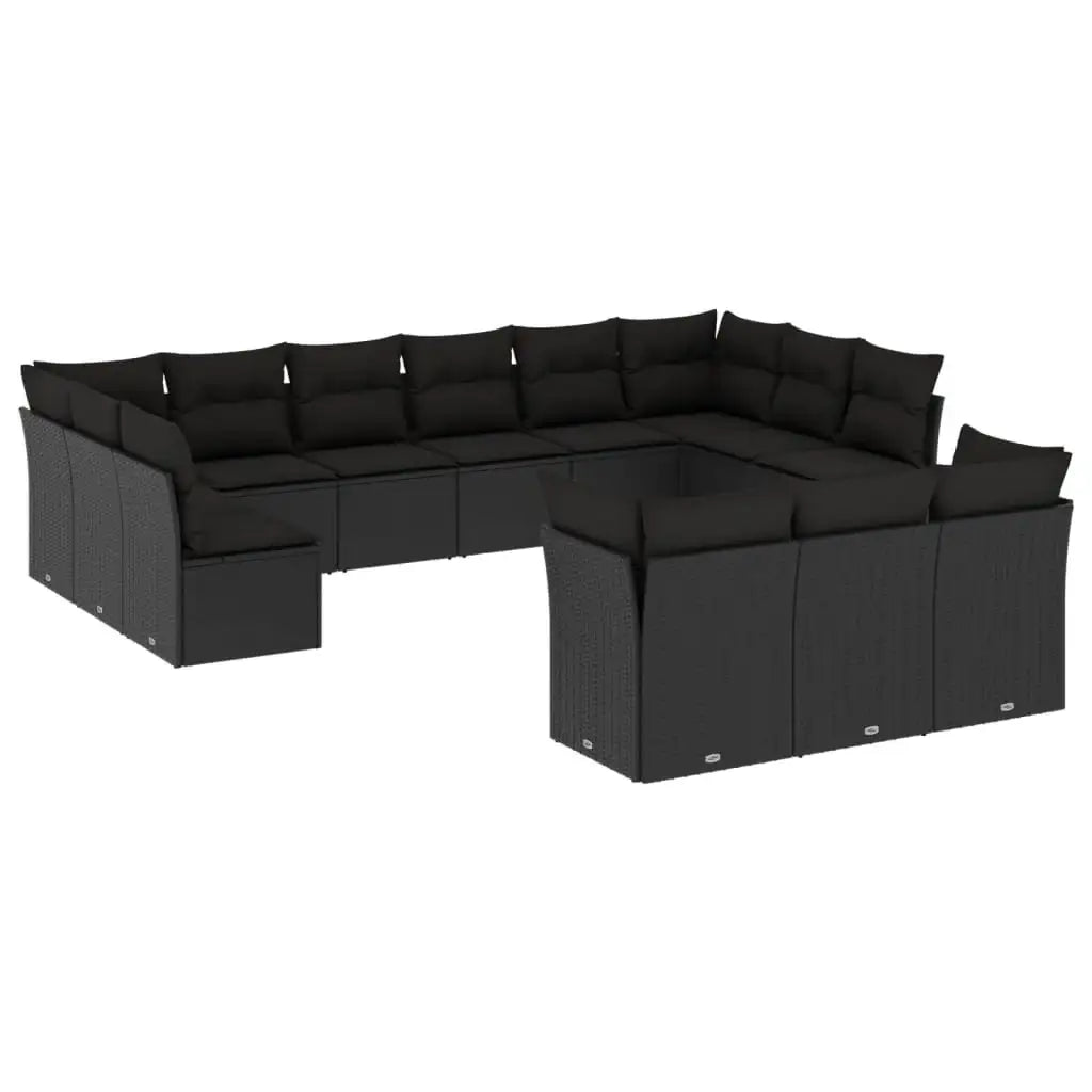 Set Divani da Giardino 13pz con Cuscini Nero in Polyrattan - homemem39