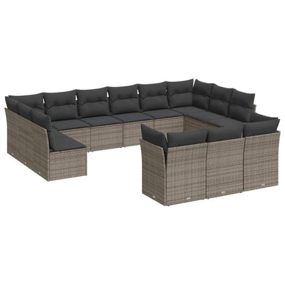 Set Divani da Giardino 13 pz con Cuscini Grigio in Polyrattan - homemem39