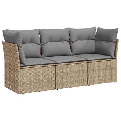 Set Divano da Giardino 3 pz con Cuscini Beige in Polyrattan - homemem39