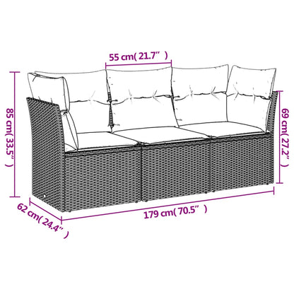 Set Divani da Giardino 3 pz con Cuscini Grigio in Polyrattan - homemem39