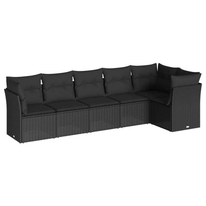 Set Divano da Giardino 6 pz con Cuscini Nero in Polyrattan - homemem39