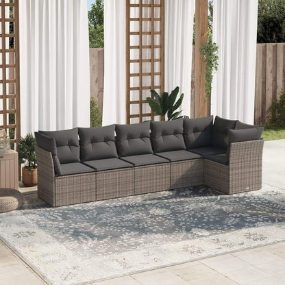 Set Divano da Giardino 6 pz con Cuscini Grigio in Polyrattan - homemem39