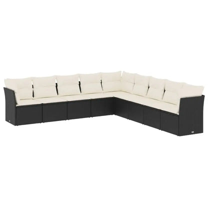 Set Divani da Giardino 9 pz con Cuscini Nero in Polyrattan - homemem39