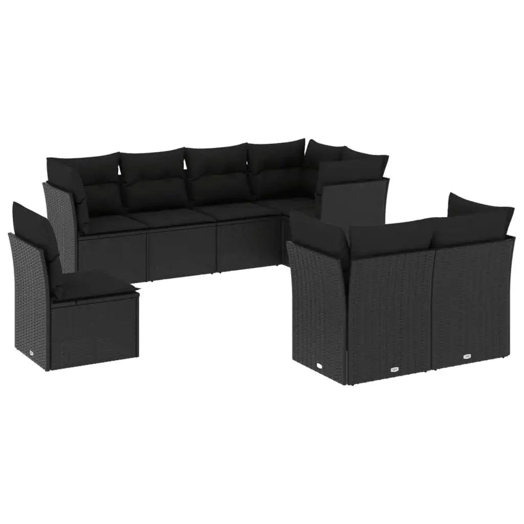 Set Divani da Giardino con Cuscini 8 pz Nero in Polyrattan - homemem39