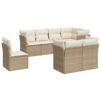 Set Divano da Giardino 8 pz con Cuscini Beige in Polyrattan - homemem39
