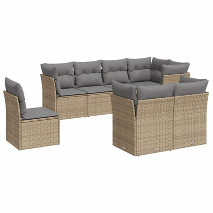 Set Divano da Giardino 8 pz con Cuscini Beige in Polyrattan - homemem39