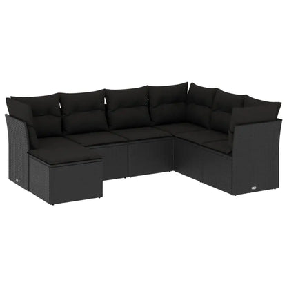 Set Divani da Giardino con Cuscini 7pz Nero Polyrattan - homemem39