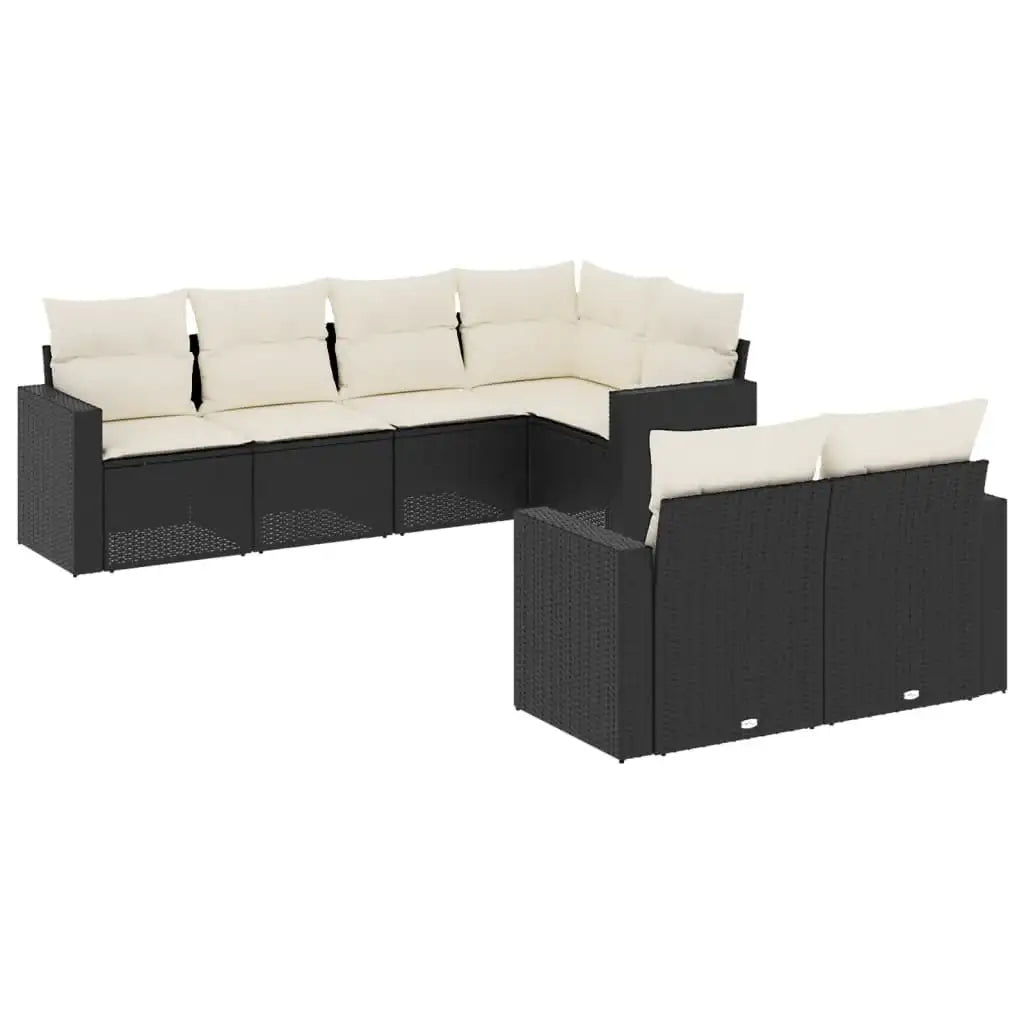 Set Divani da Giardino con Cuscini 7pz Nero Polyrattan - homemem39