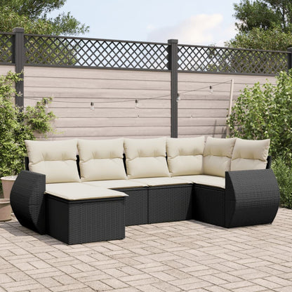 Set Divano da Giardino 6 pz con Cuscini Nero in Polyrattan - homemem39