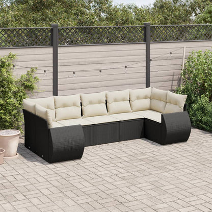 Set Divani da Giardino con Cuscini 7pz Nero Polyrattan - homemem39