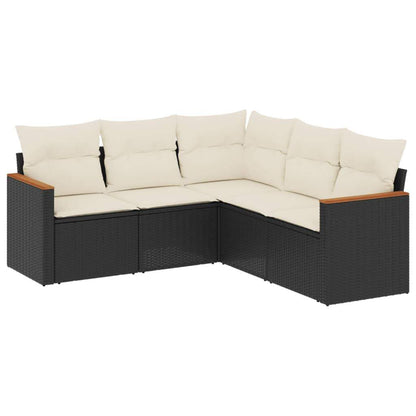 Set Divani da Giardino 5 pz con Cuscini in Polyrattan Nero - homemem39