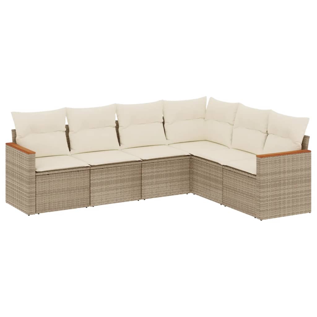 Set Divano da Giardino 6 pz con Cuscini Beige in Polyrattan - homemem39