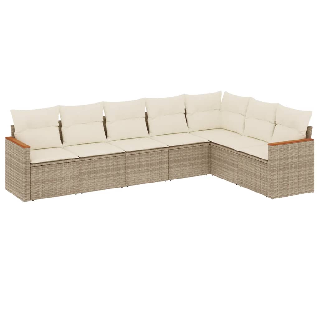 Set Divani da Giardino 7 pz con Cuscini Beige in Polyrattan - homemem39