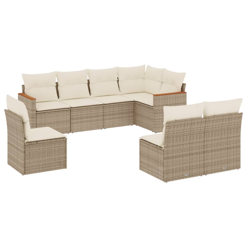 Set Divano da Giardino 8 pz con Cuscini Beige in Polyrattan - homemem39