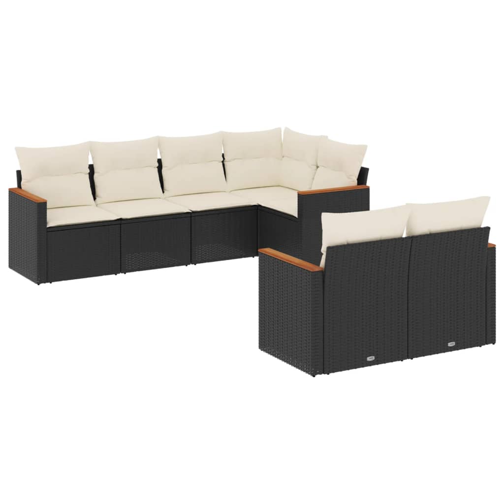 Set Divani da Giardino con Cuscini 7pz Nero Polyrattan - homemem39