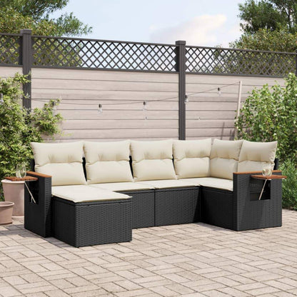 Set Divano da Giardino 6 pz con Cuscini Nero in Polyrattan - homemem39