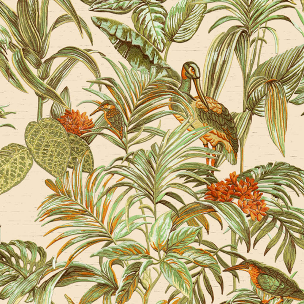 DUTCH WALLCOVERINGS Carta da Parati Bird-of-Paradise Verde - homemem39