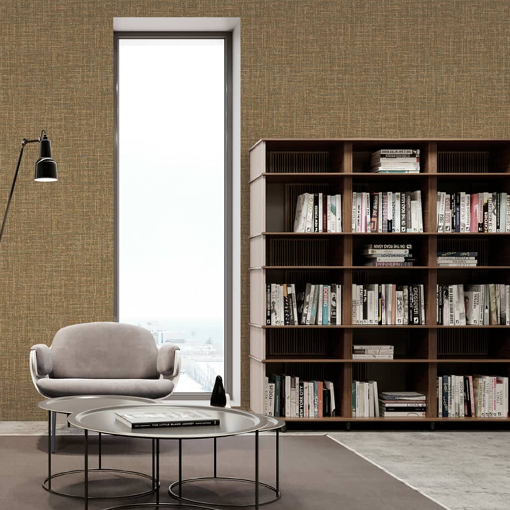 DUTCH WALLCOVERINGS Carta da Parati Motivo Tessuto Marrone - homemem39