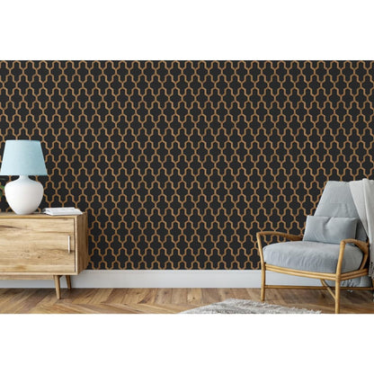 DUTCH WALLCOVERINGS Carta da Parati Geometric Nero e Oro - homemem39